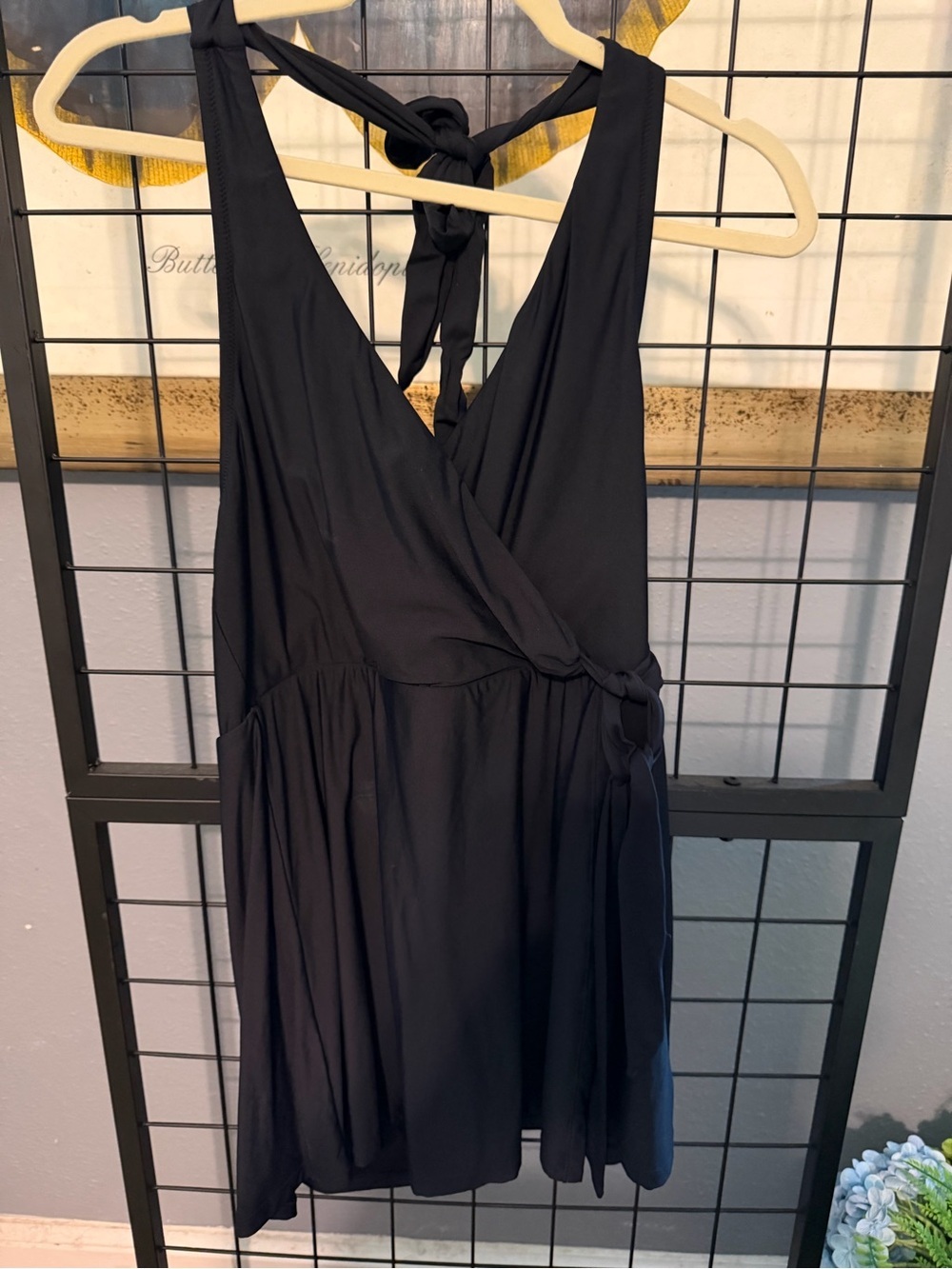 J. Crew Black One-Piece skirted  Swimsuit Tie Back